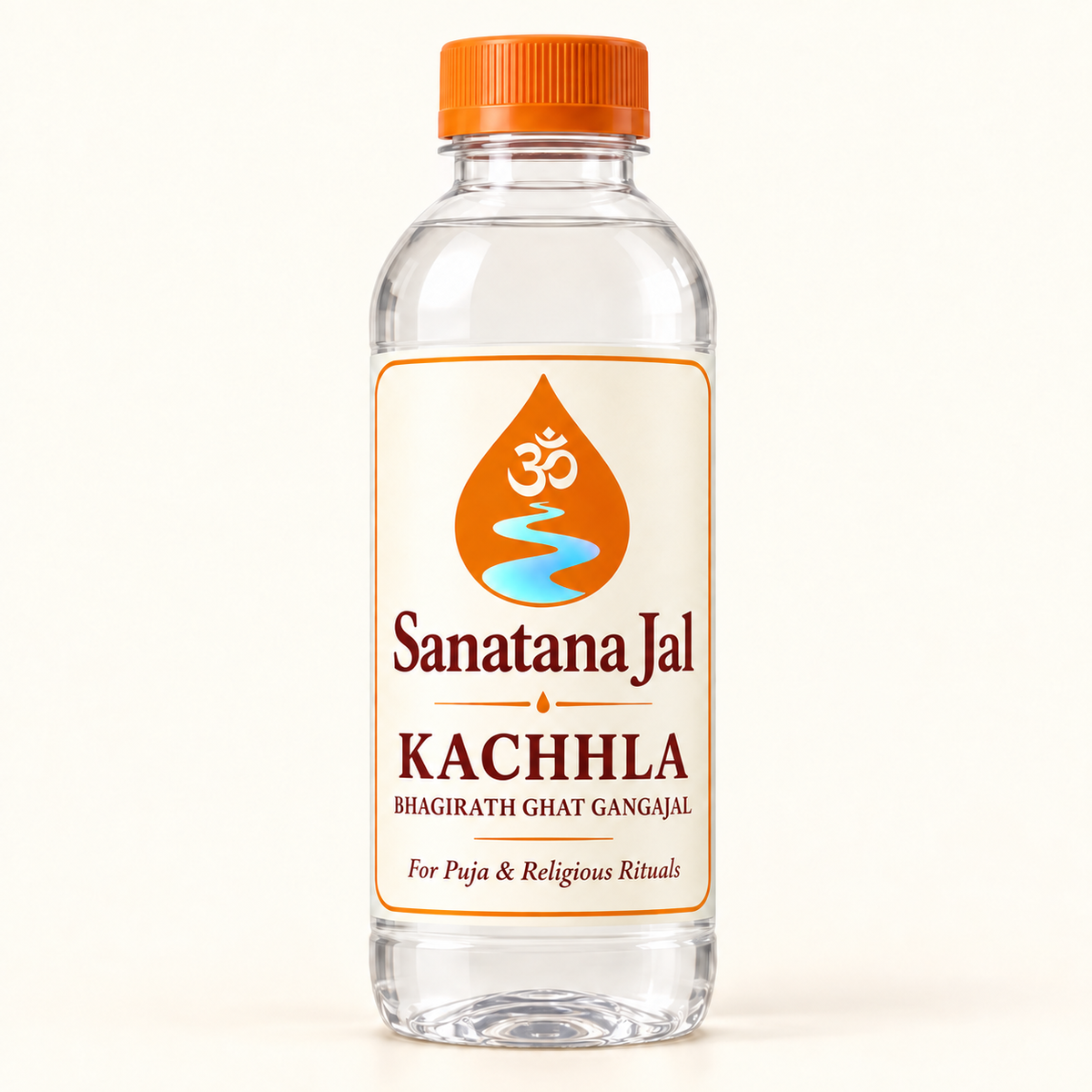 Sanatana Jal Kachhla Bhagirath Ghat Gangajal bottle with updated blue-water logo
