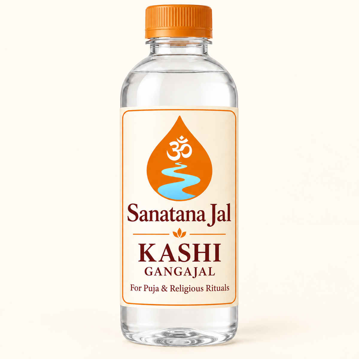 Sanatana Jal Kashi Gangajal bottle with updated blue-water logo
