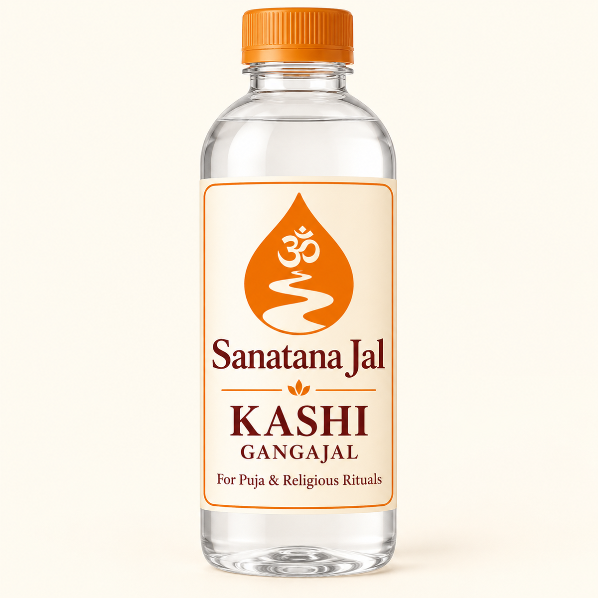 Sanatana Jal kashi labelled bottle — illustrative packaging mockup