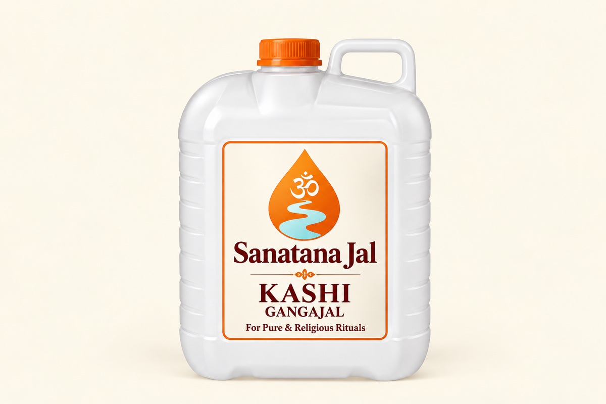 Sanatana Jal Kashi Gangajal 5 litre can with full handle and safe side margins